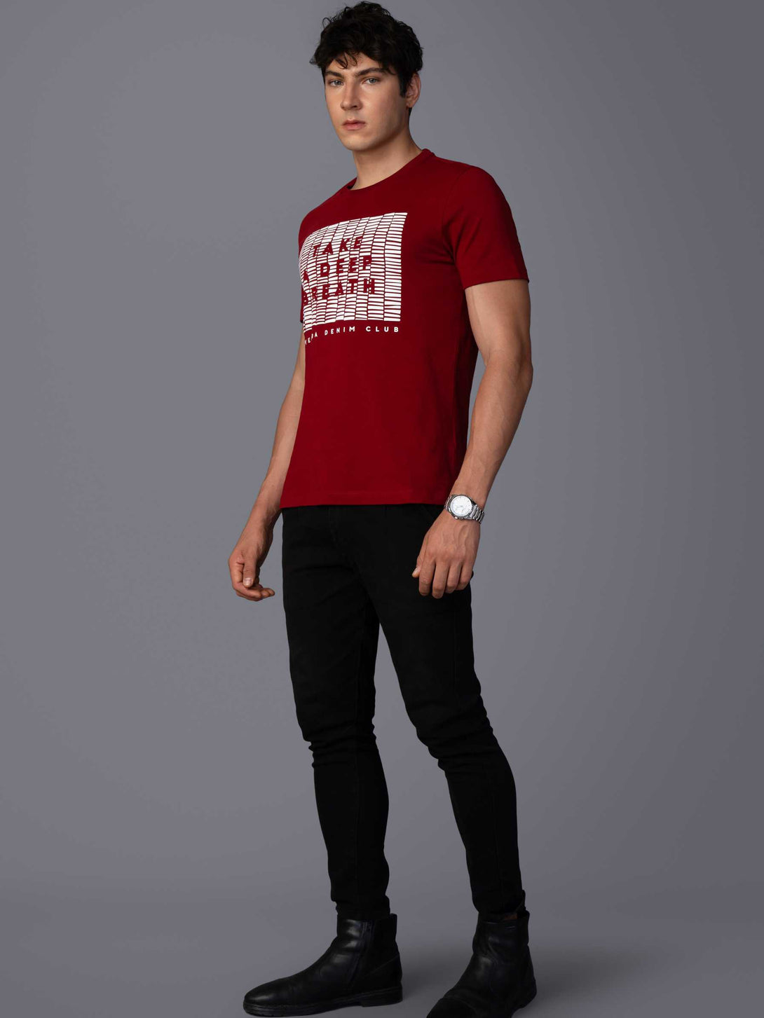 DARK JAM RED BRANDING T-SHIRT LEFT VIEW