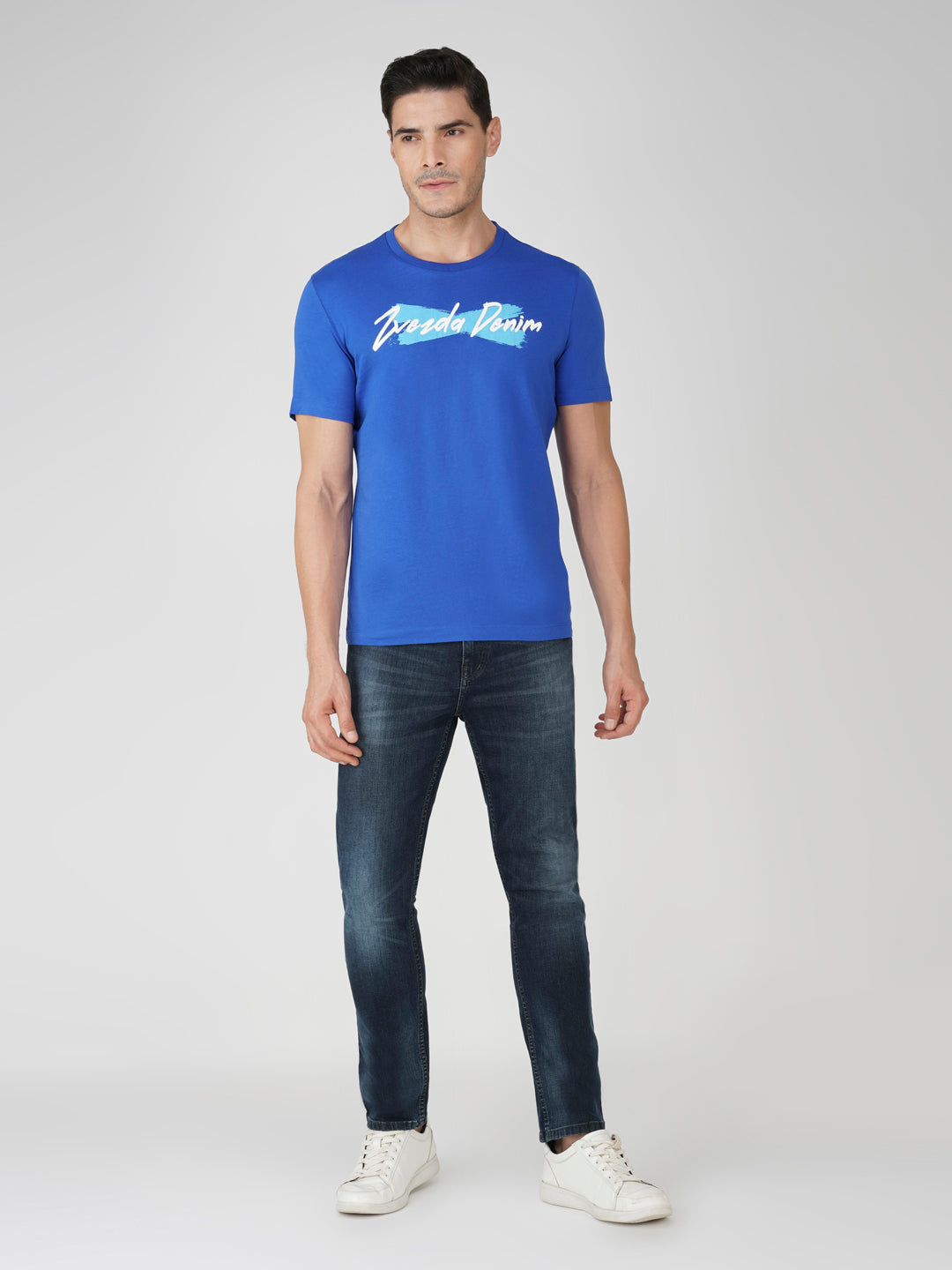 Blue Cotton Jersey HD Print T-Shirt - Euro Fit (BRT-016C)