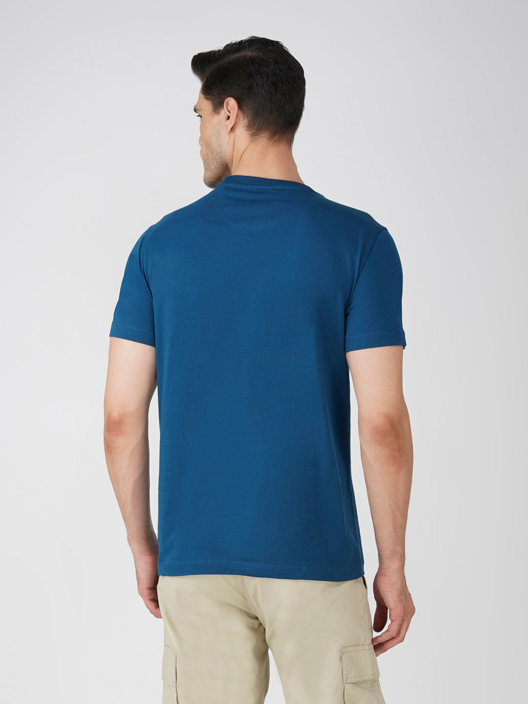 PETROL BLUE BRANDING T-SHIRT BACK VIEW