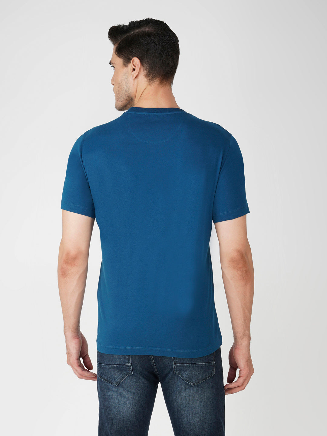 Petrol Blue Cotton Jersey HD Print T-Shirt - Euro Fit (BRT-009A)