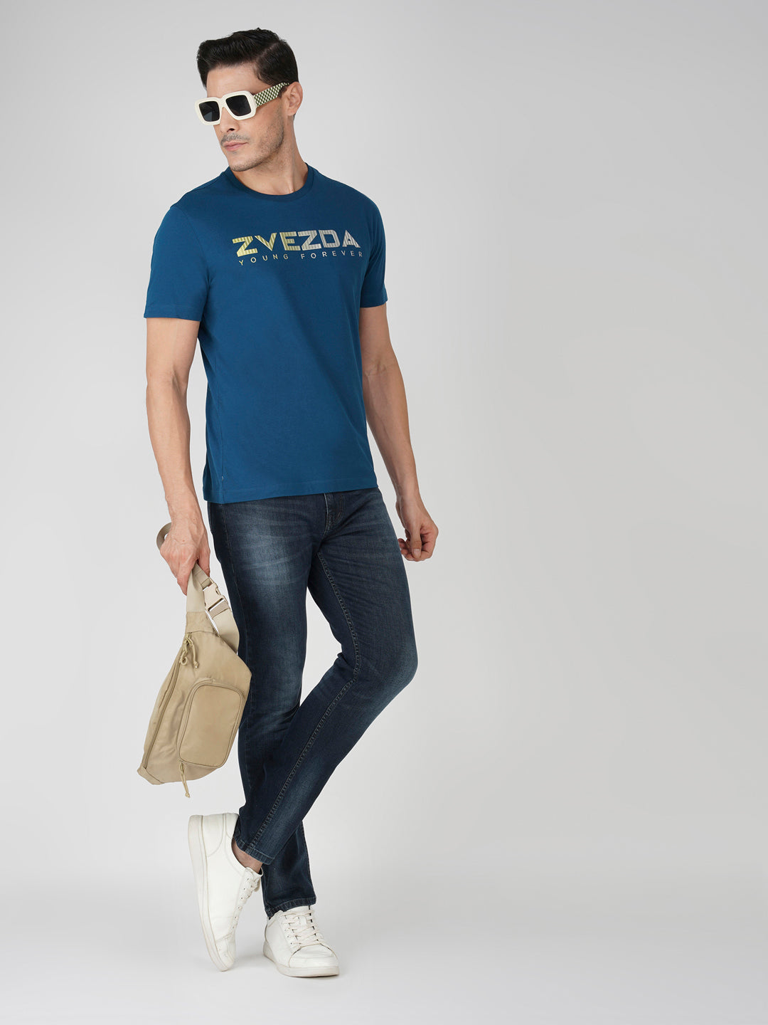 Petrol Blue Cotton Jersey HD Print T-Shirt - Euro Fit (BRT-009A)