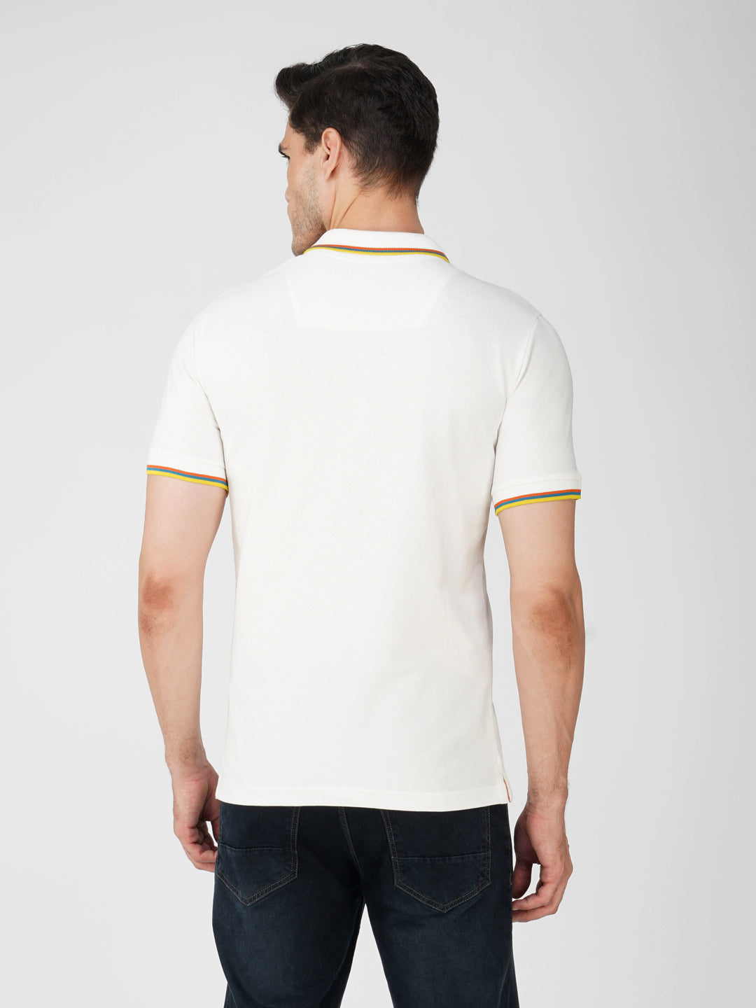 White Premium Pique Cotton Tipping Polo – Euro Fit (CPT 001)