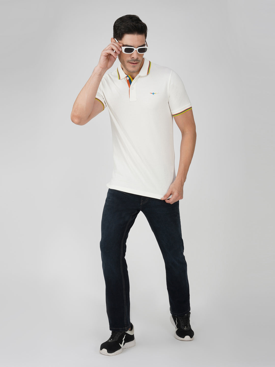 White Premium Pique Cotton Tipping Polo – Euro Fit (CPT 001)