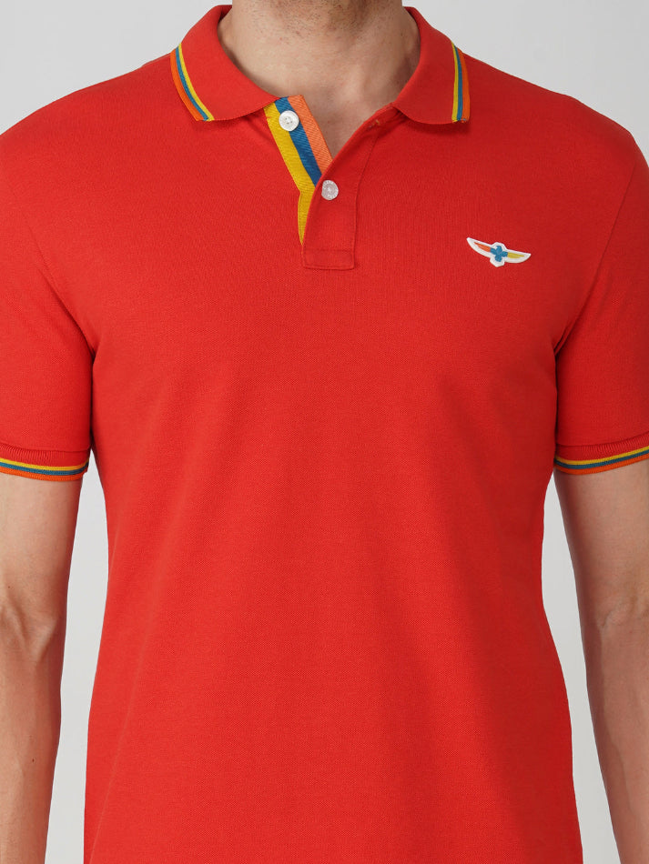 Orange Premium Pique Cotton Tipping Polo – Euro Fit (CPT 002)