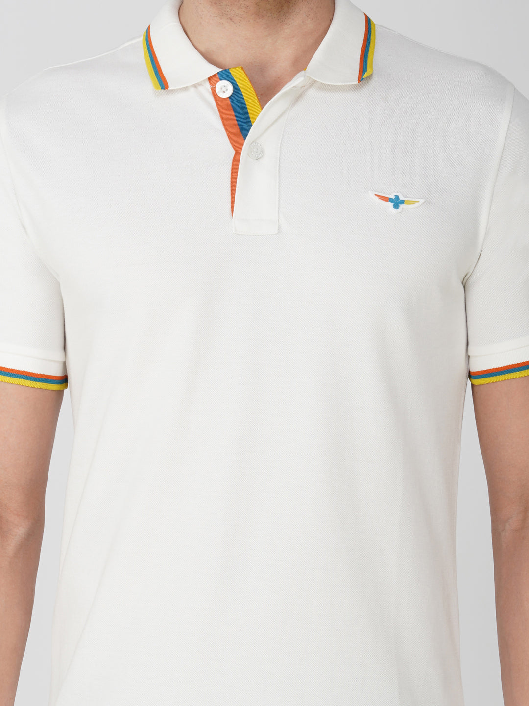 White Premium Pique Cotton Tipping Polo – Euro Fit (CPT 001)