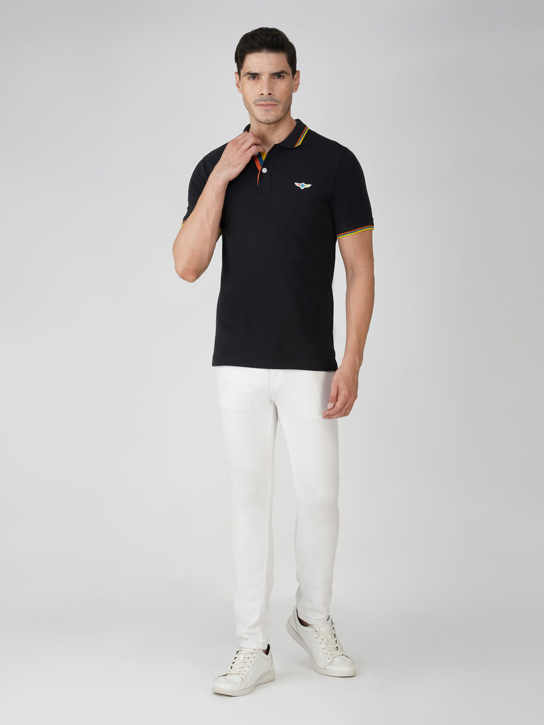 Black Premium Pique Cotton Tipping Polo – Euro Fit (CPT 005)