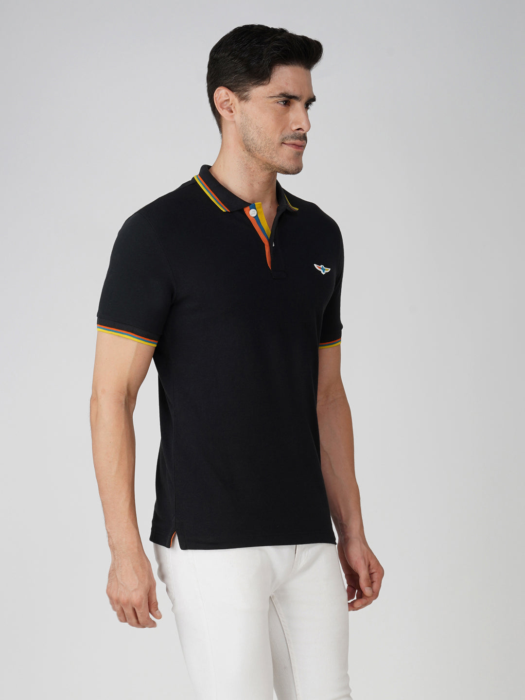 Black Premium Pique Cotton Tipping Polo – Euro Fit (CPT 005)
