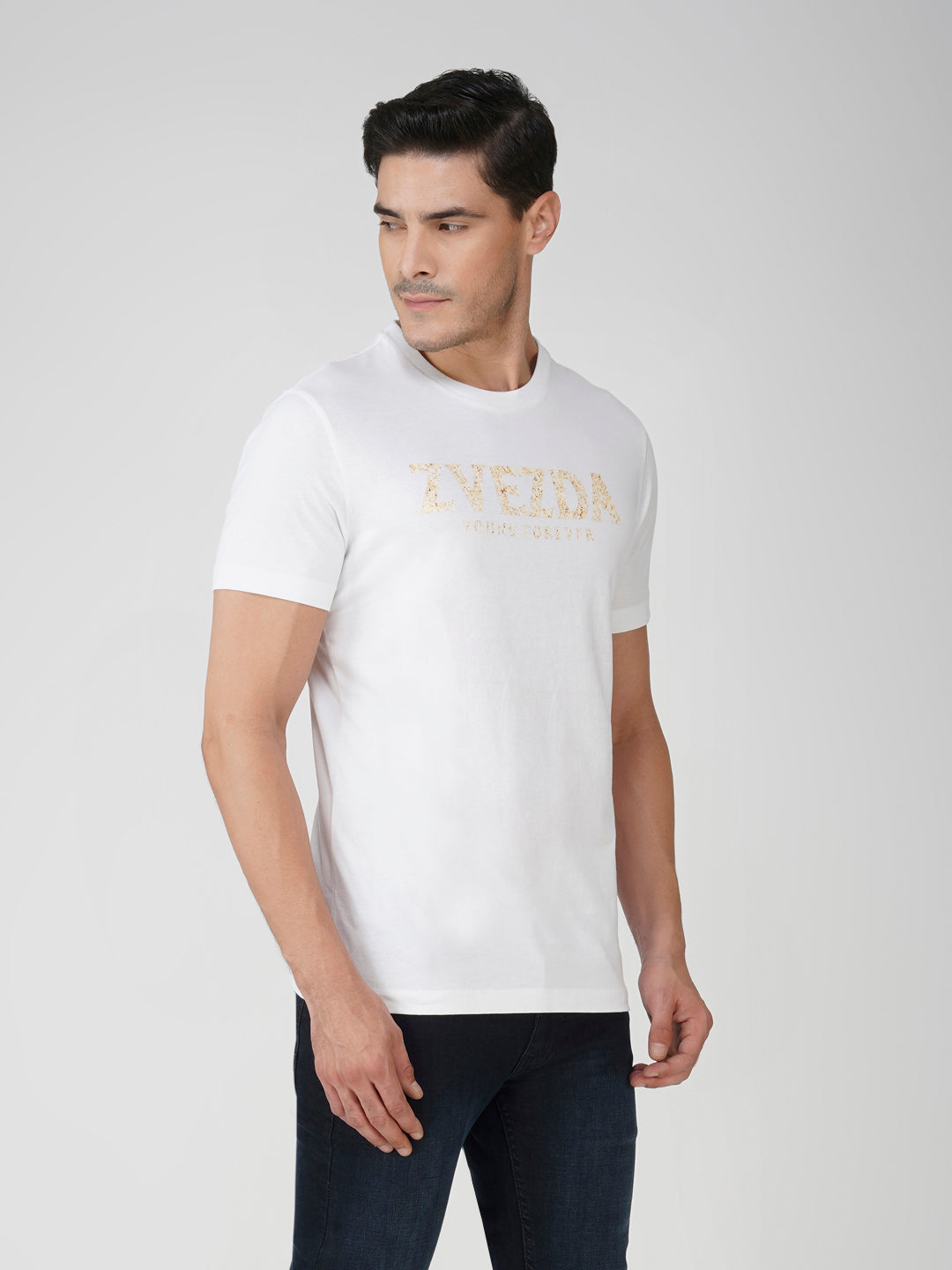 White Cotton Jersey HD Print T-Shirt - Euro Fit (BRT-005A)