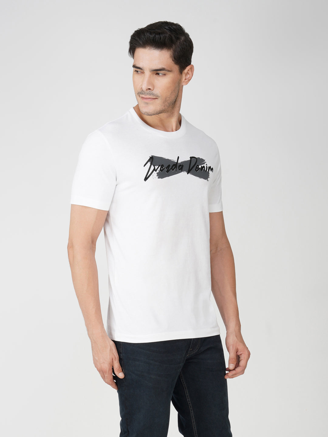 White Cotton Jersey HD Print T-Shirt - Euro Fit (BRT-016A)