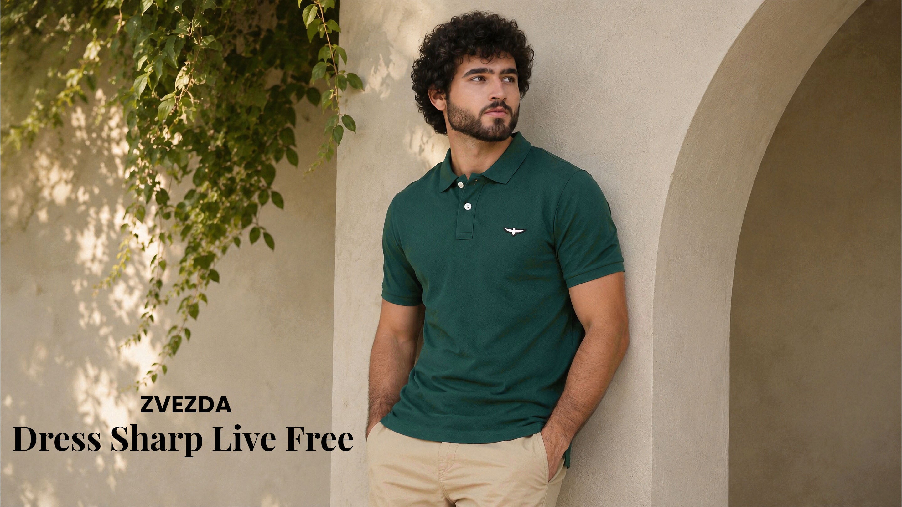 Men wearing a green polo tshirt
