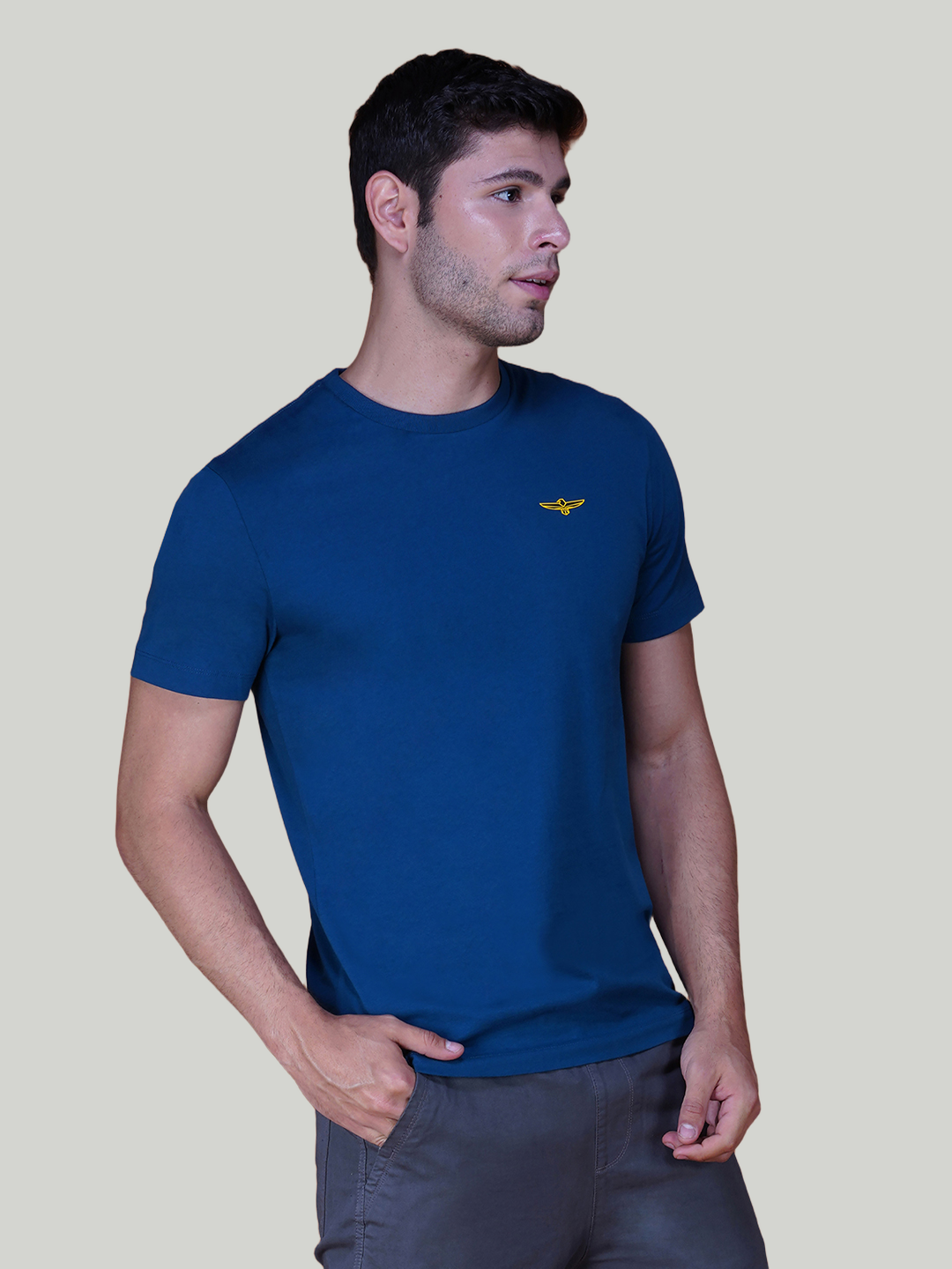 Petrol Blue Solid Cotton Jersey T-Shirt – Euro Fit (CT-007)