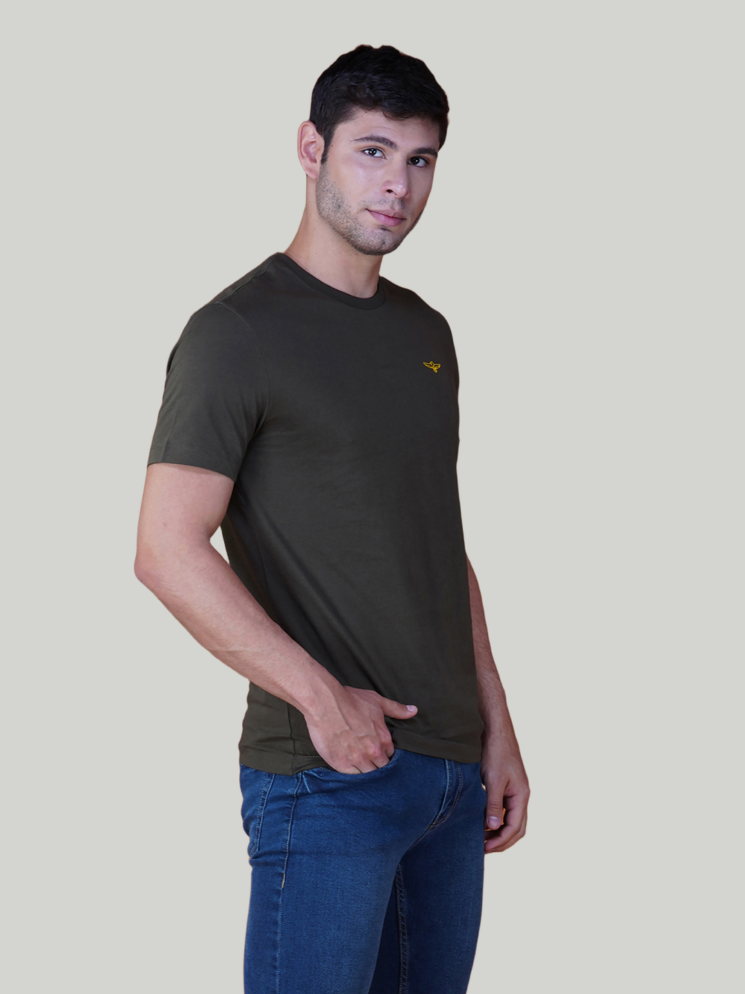 Dark Olive Green Solid Cotton Jersey T-Shirt – Euro Fit (CT-008)
