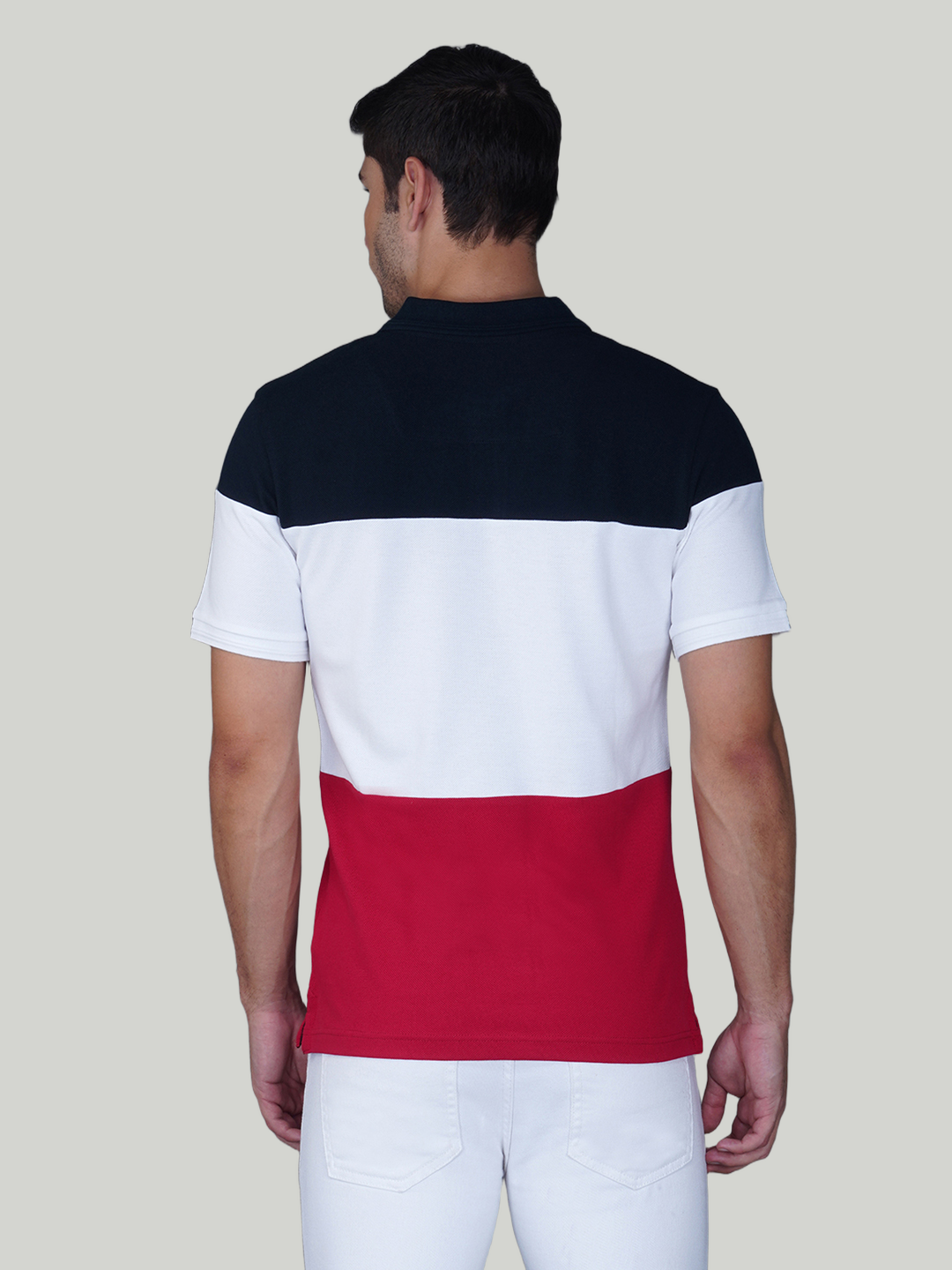 Navy, White & True Red Premium Cotton Piqué Color Block Polo – Euro Fit (CSP-01B)