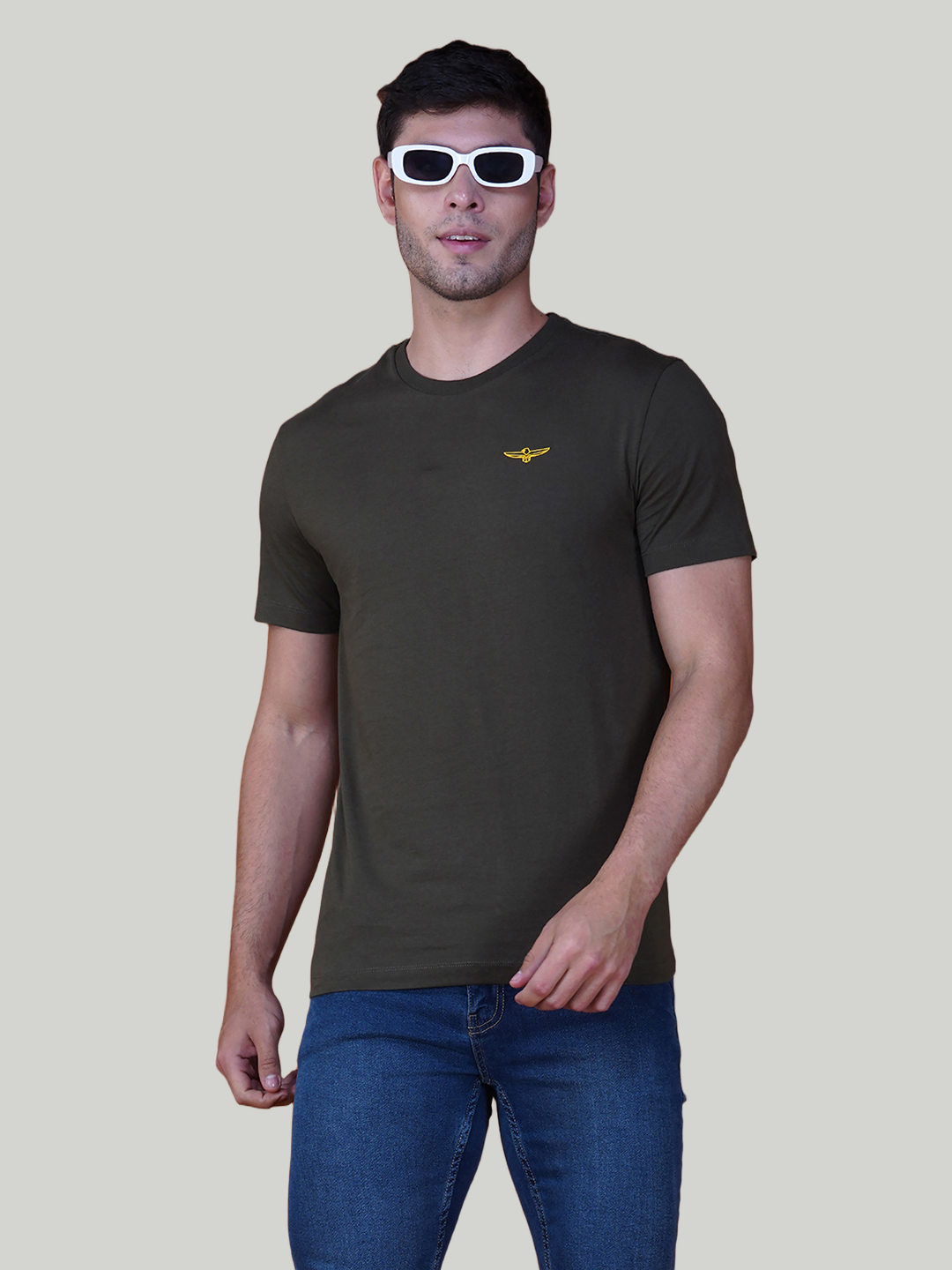 Dark Olive Green Solid Cotton Jersey T-Shirt – Euro Fit (CT-008)