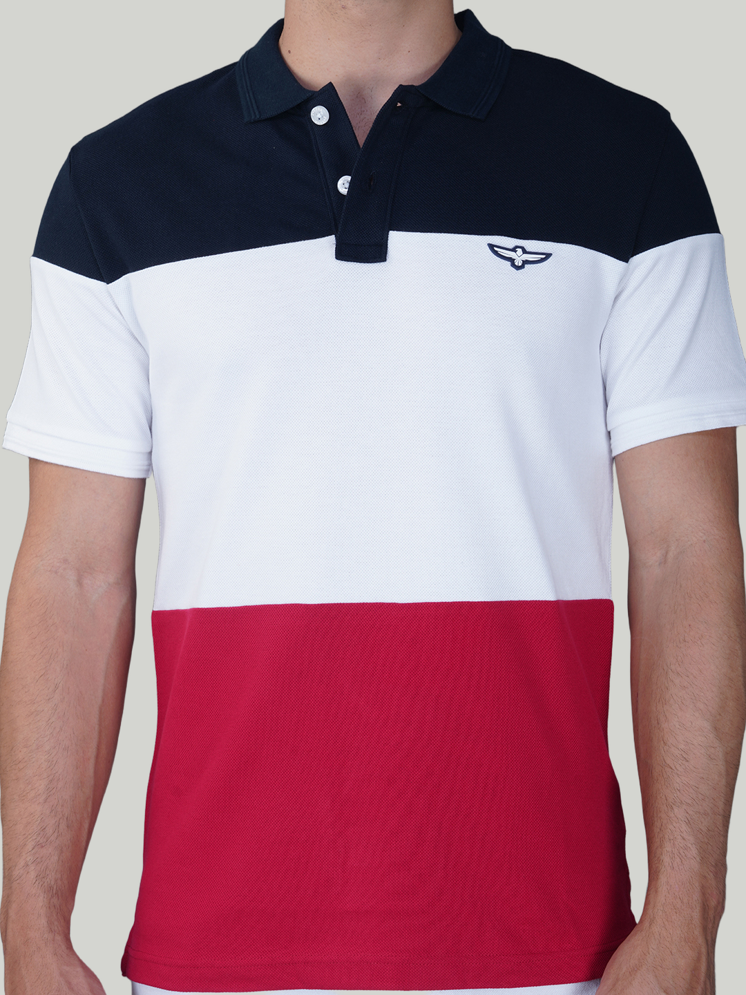 Navy, White & True Red Premium Cotton Piqué Color Block Polo – Euro Fit (CSP-01B)