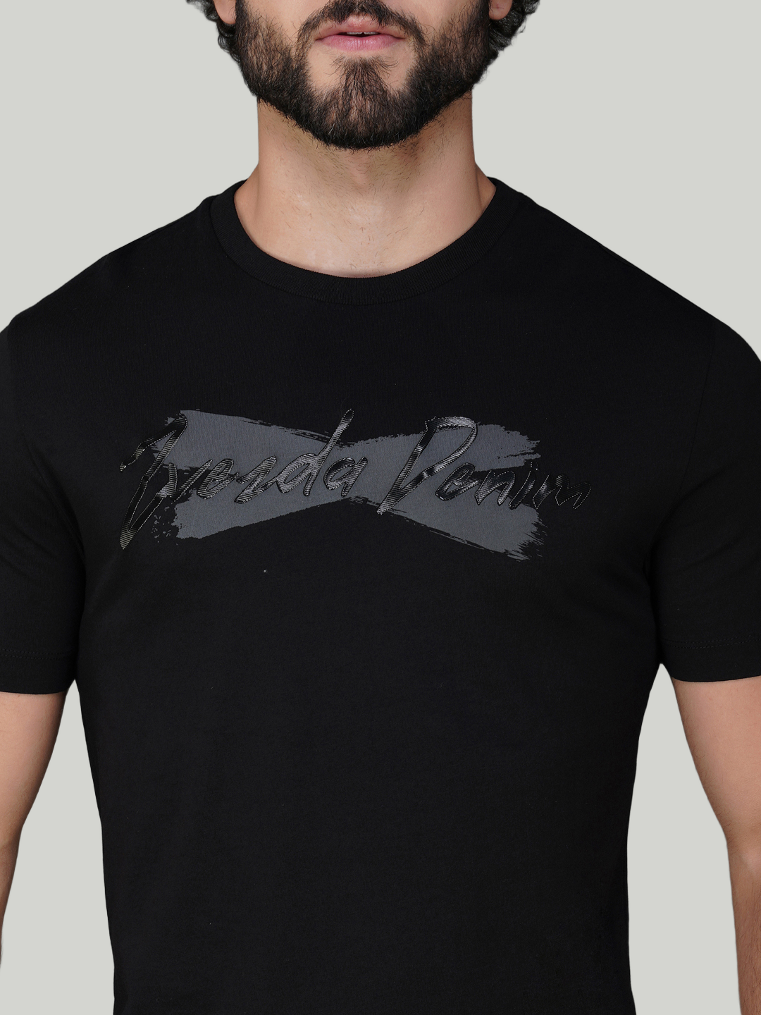 Black Cotton Jersey HD Print T-Shirt - Euro Fit (BRT-016B)