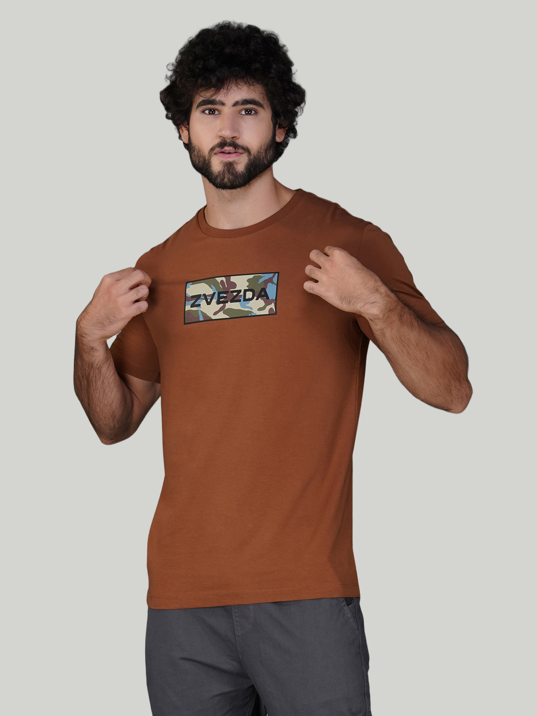 Dark Brown Zvezda Original Cotton Jersey T-Shirt - Euro Fit (BRT-023A)