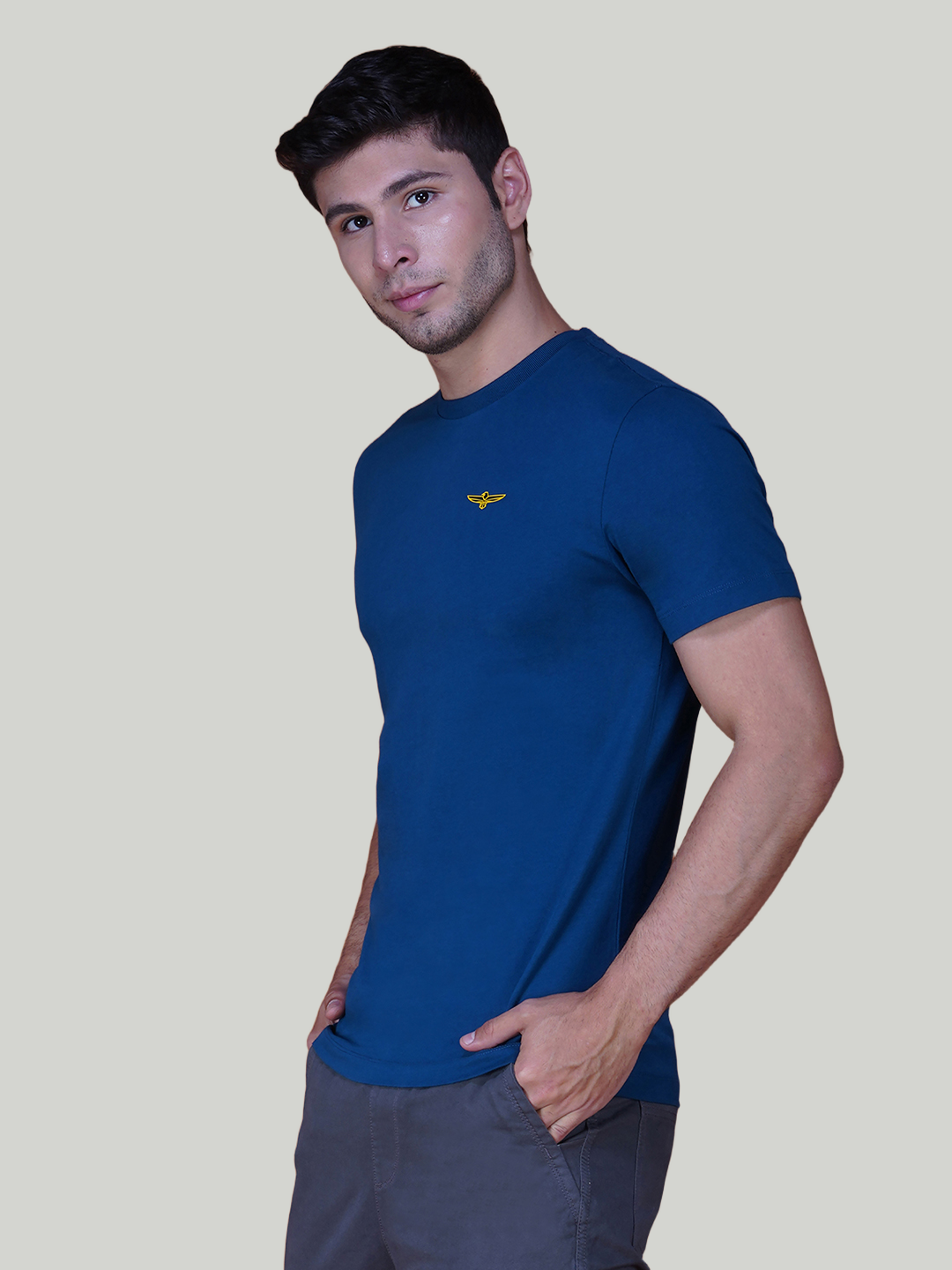 Petrol Blue Solid Cotton Jersey T-Shirt – Euro Fit (CT-007)