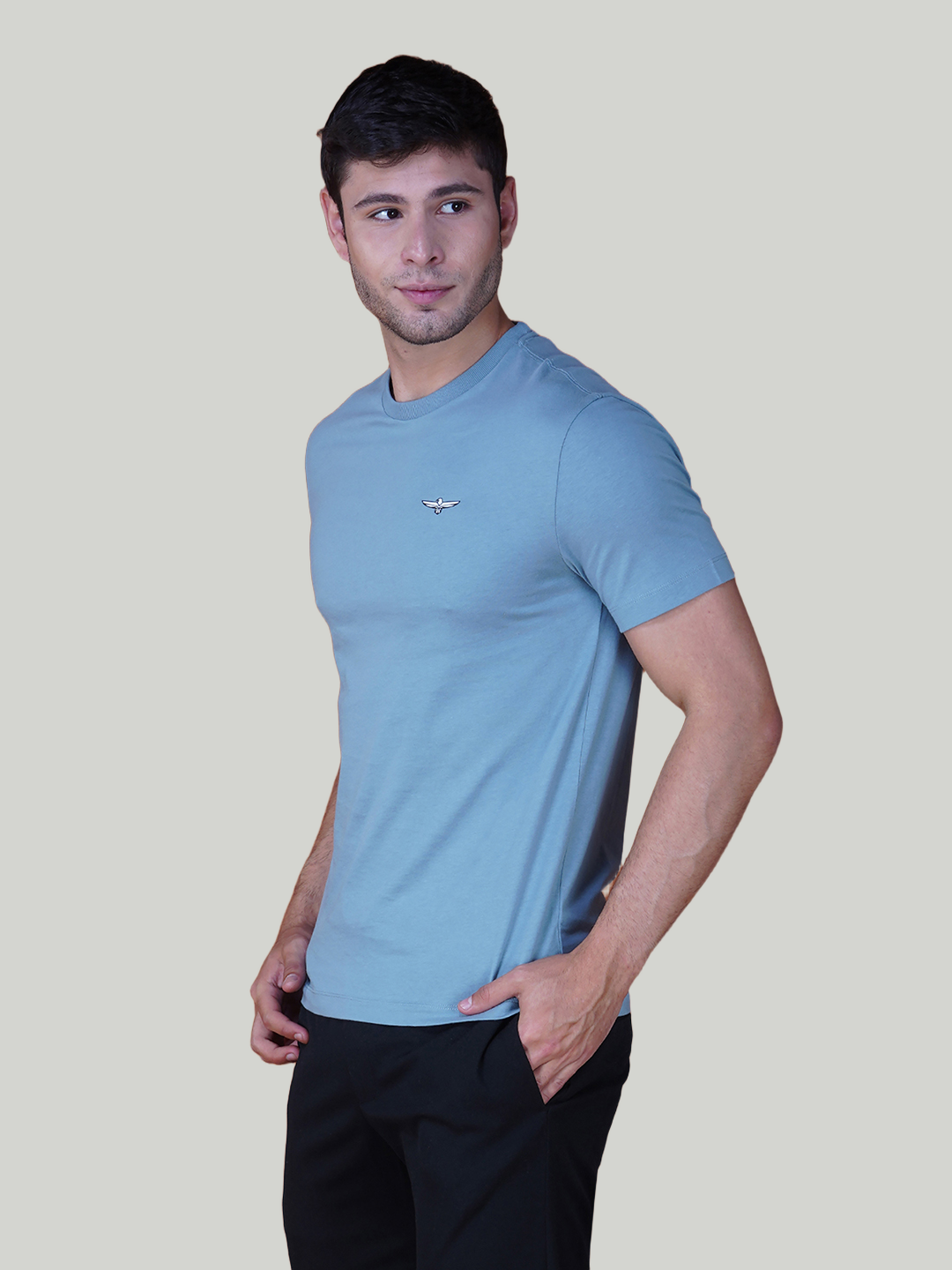 Sky Blue Solid Cotton Jersey T-Shirt – Euro Fit (CT-011)