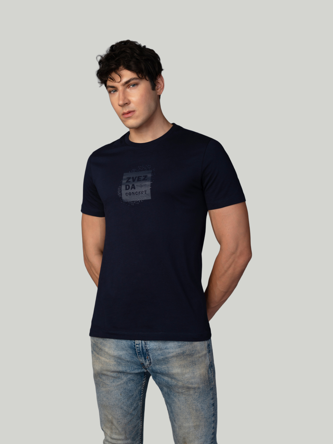 Navy Blue Zvezda Original Cotton Jersey T-Shirt - Euro Fit (BRT-017B)